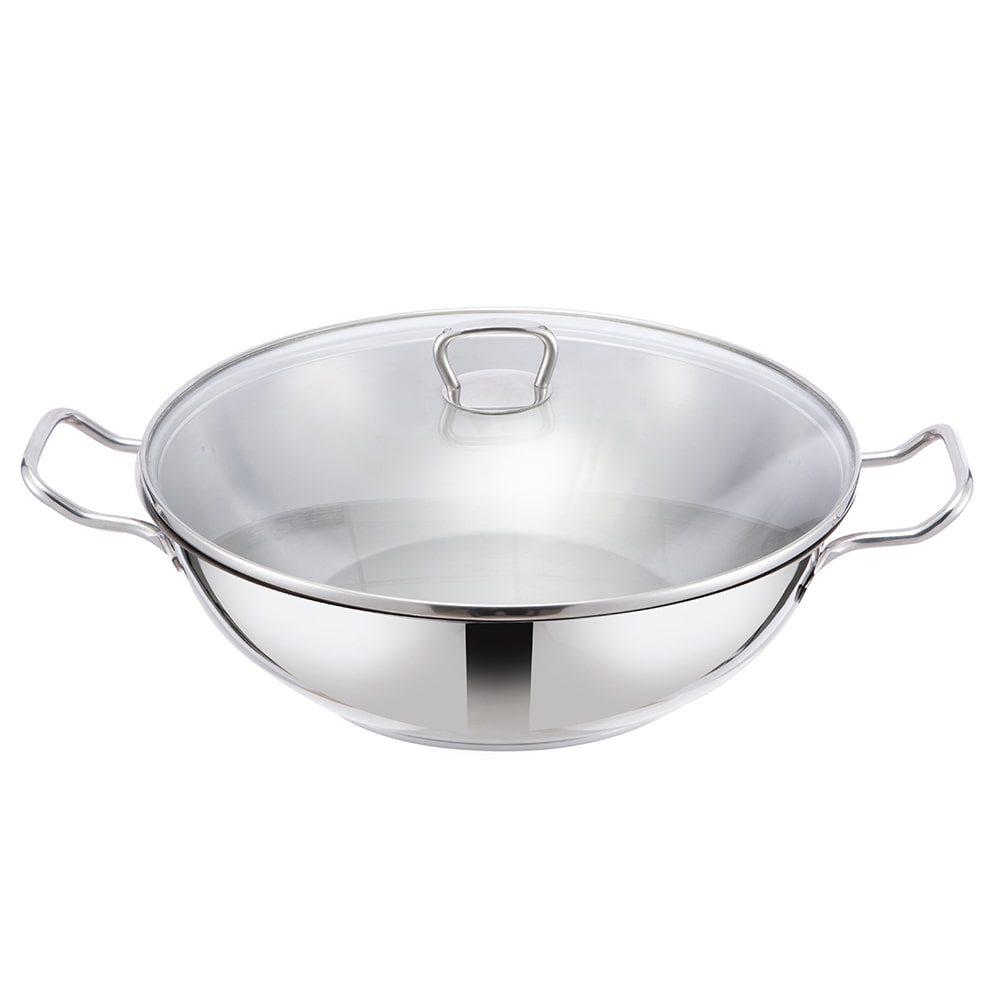 32*9CM Glazen deksel wok met dubbele zijhandgreep JY-3209ST