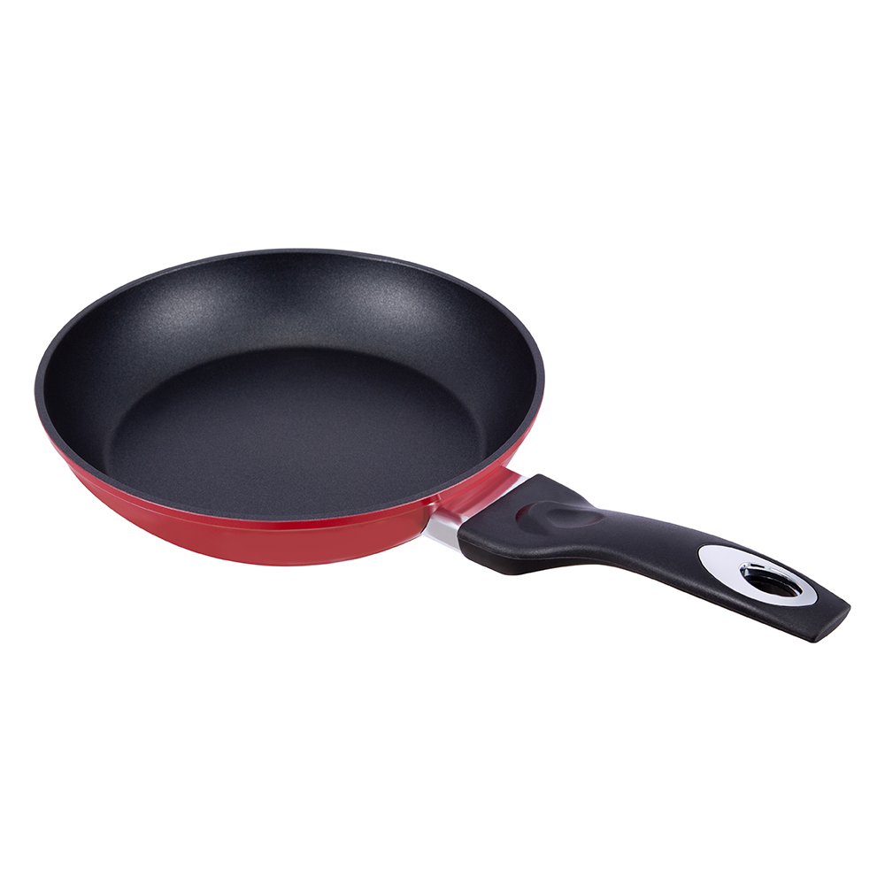 26*5.0cm zwart/rode aluminium koekenpan met antiaanbaklaag zonder deksel JY-RF29-1-2650