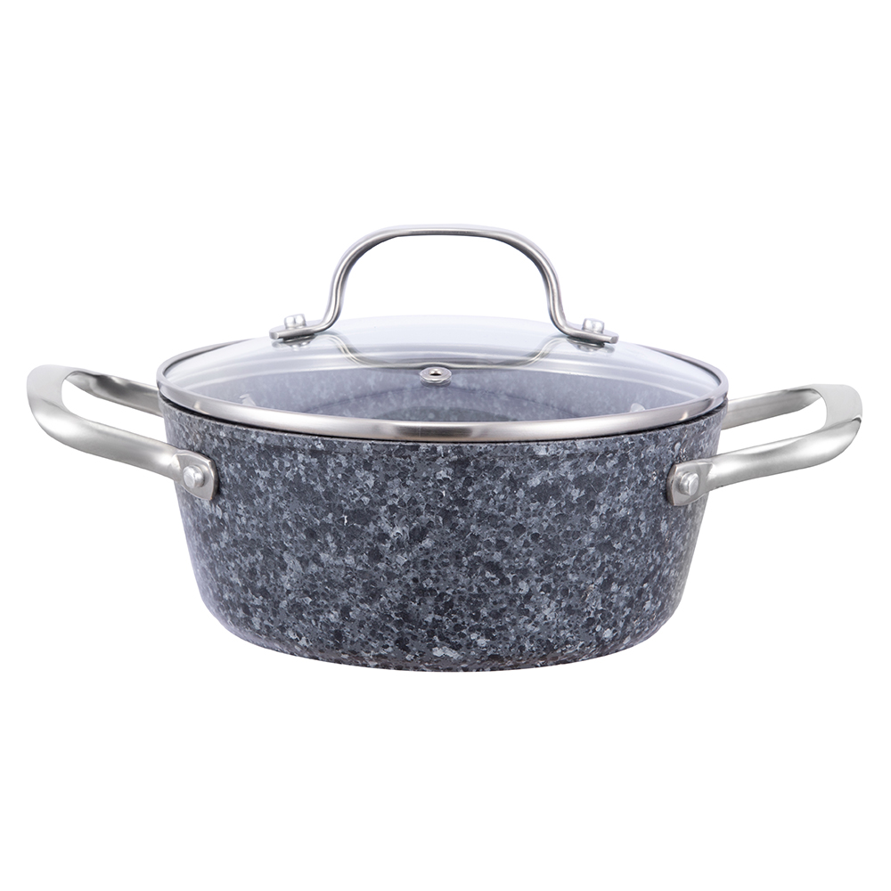 24*10,5 cm granieten gecoate aluminium soeppan met antiaanbaklaag en glazen deksel JY-HGYG-2-24105